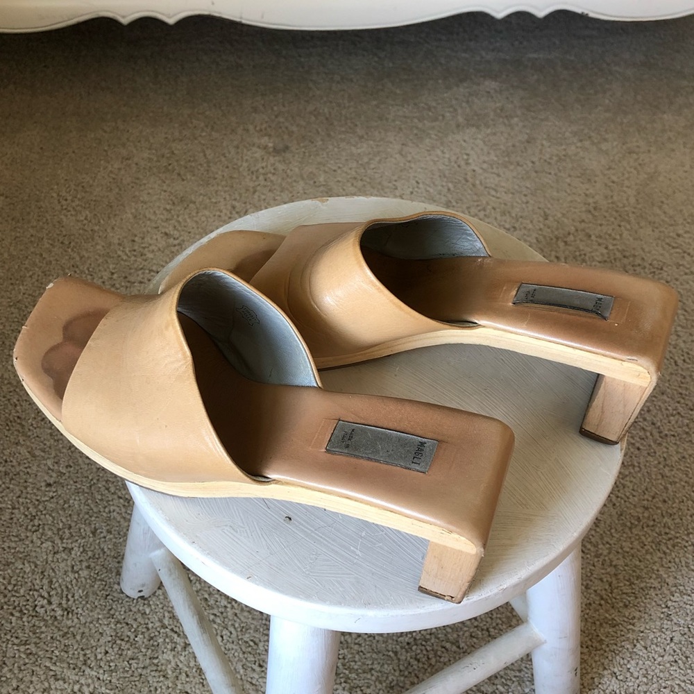 Bruno Magli Vintage Tan Nude Mule Sandal Heels 38 - Picture 3 of 7
